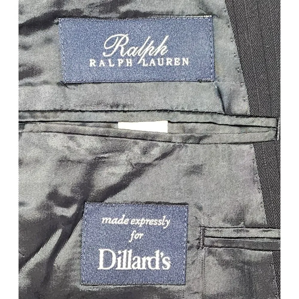 Ralph Ralph Lauren Mens Size 46R 100% Wool Blue Striped‎ Blazer with Vest